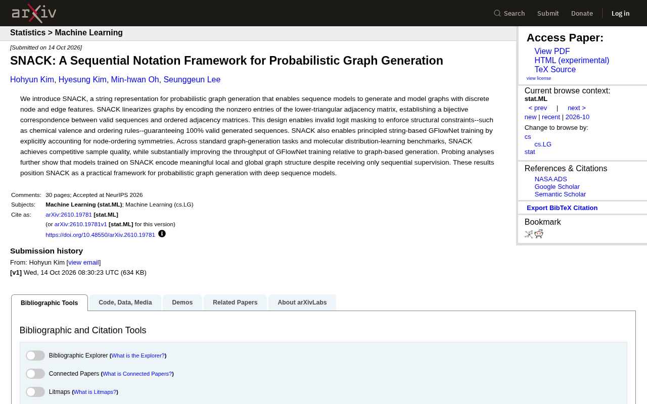 SNACK Framework: A Unified New Paradigm for Generating Graph Structures with Sequence Models