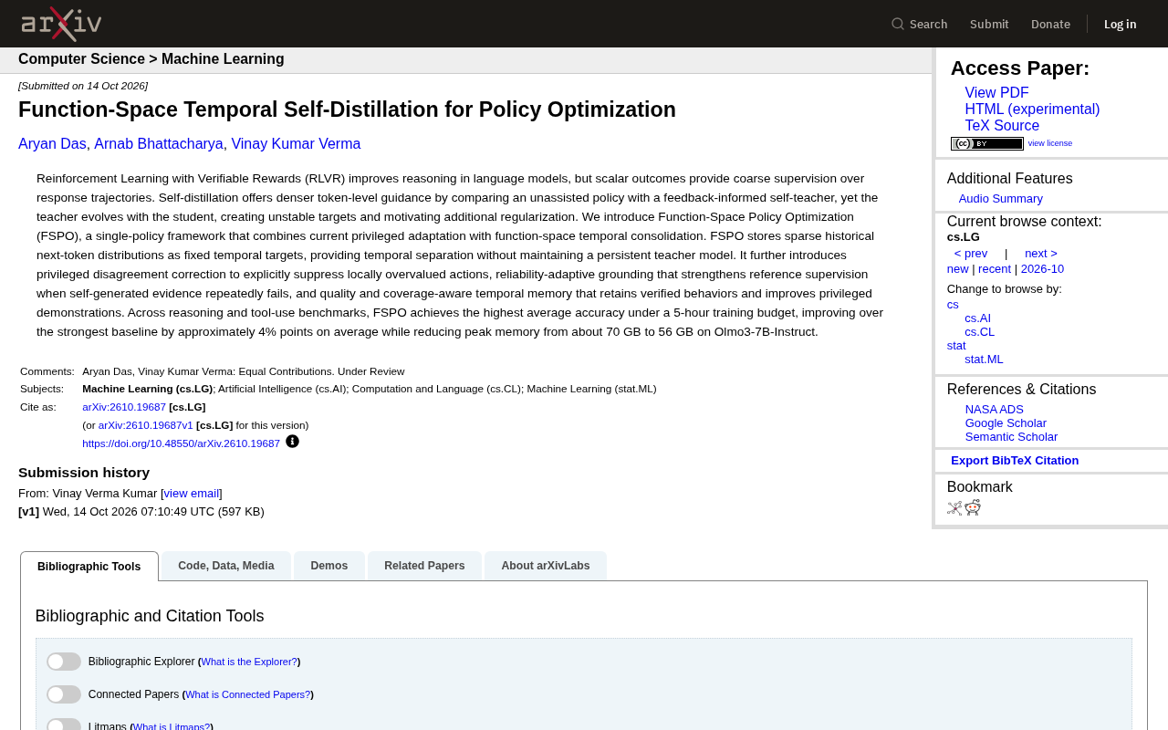 FSPO: Function-Space Temporal Self-Distillation for More Stable and Efficient Policy Optimization