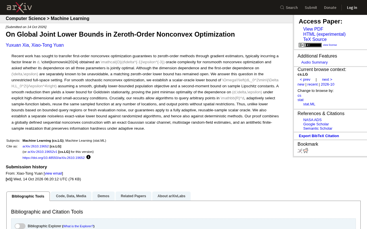 Global Joint Lower Bounds for Zeroth-Order Nonconvex Optimization: Closing an Open Problem