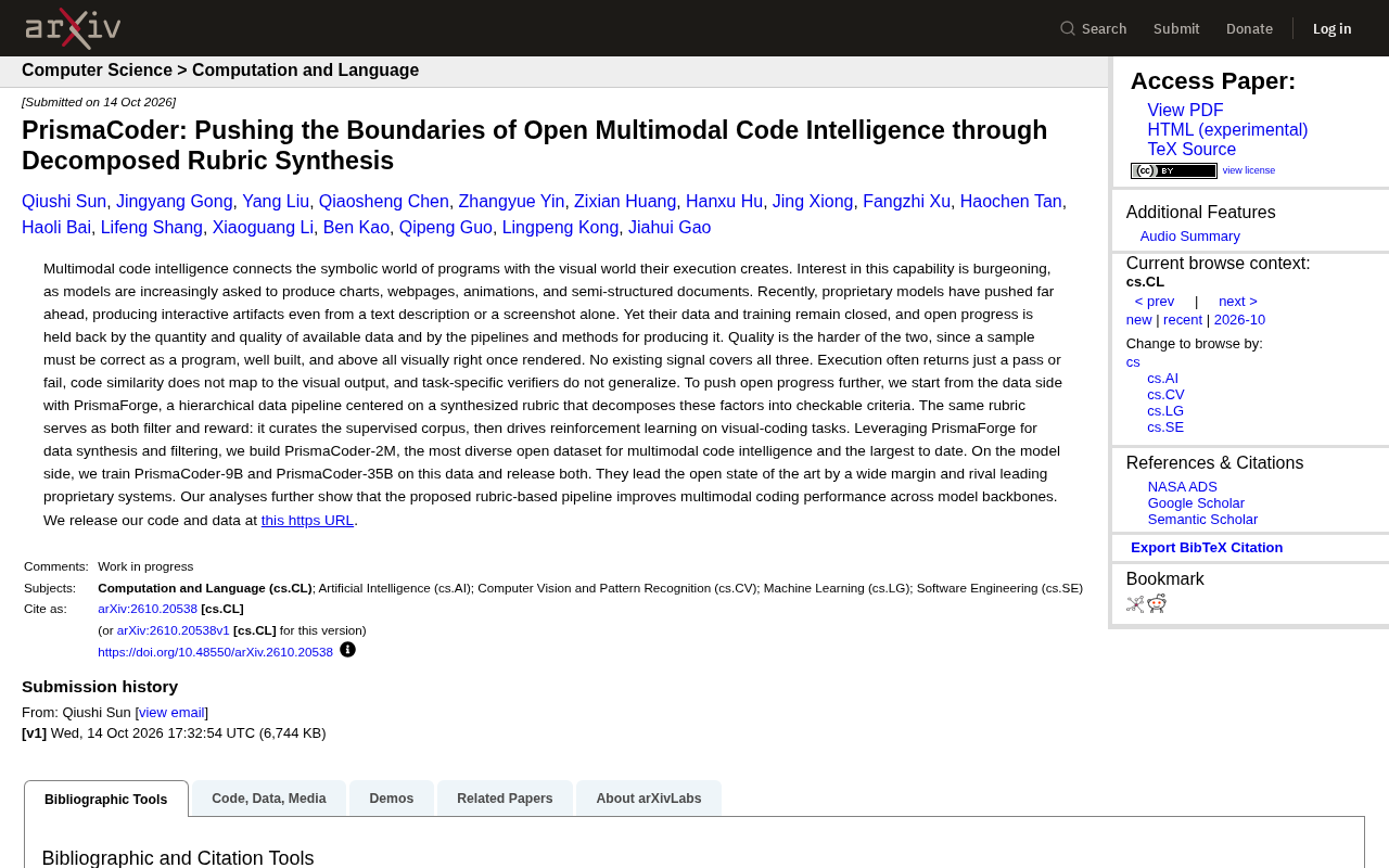 PrismaCoder: Reshaping Open-Source Multimodal Code Intelligence with Decomposed Rubrics