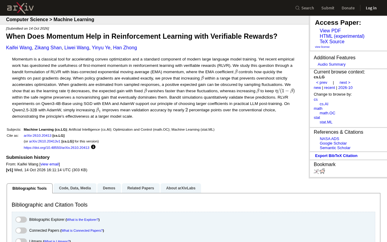 When Does Momentum Help in RLVR? Theory and Experiments Reveal Principles for Choosing the EMA Coefficient