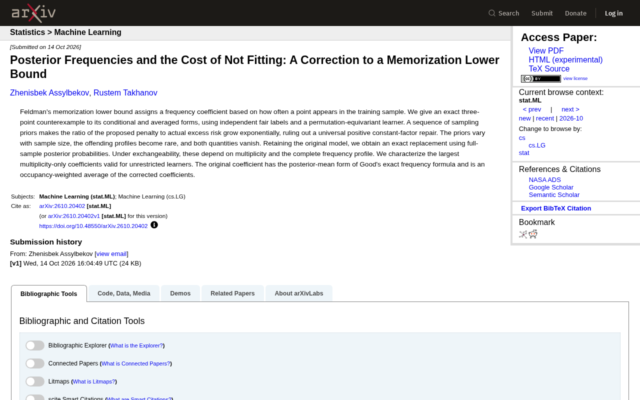 Memorization Lower Bound Overturned: Posterior Frequencies Yield Exact Correction