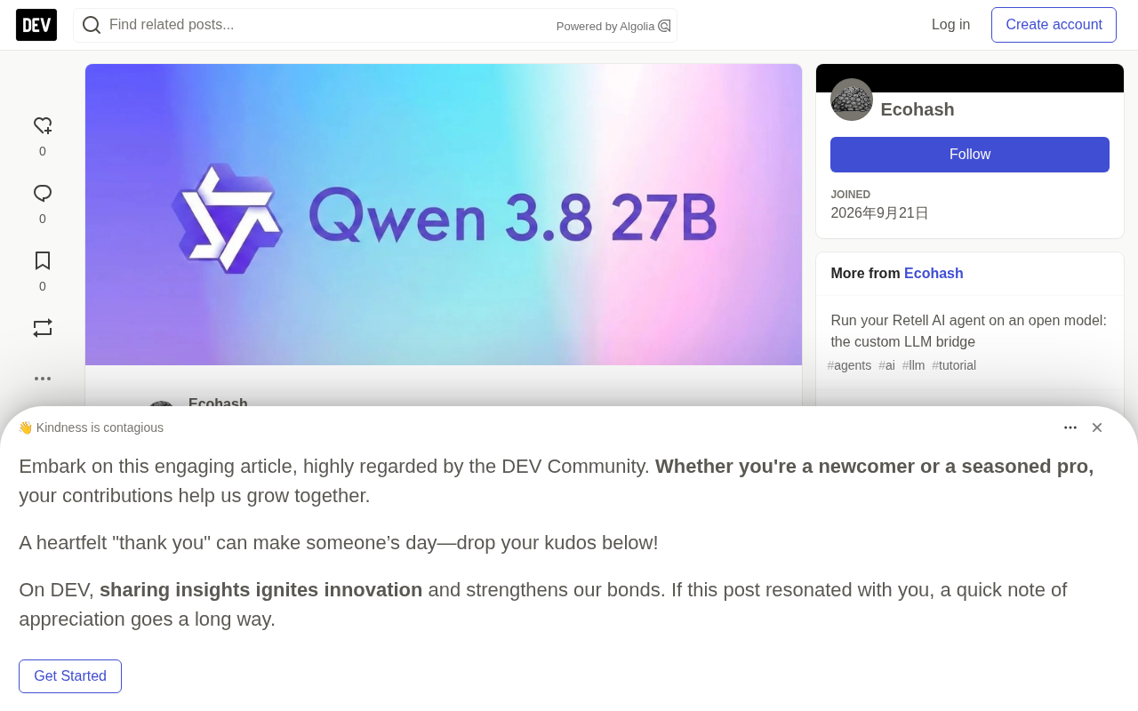 Deploying Qwen3.8-27B on a Single GPU: MTP Speculative Decoding Tuning in Practice