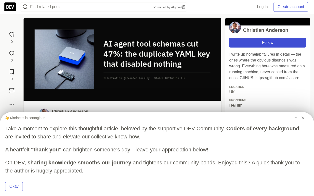 AI Agent Tool Schemas Cut 47%: The Hidden Trap of Duplicate YAML Keys
