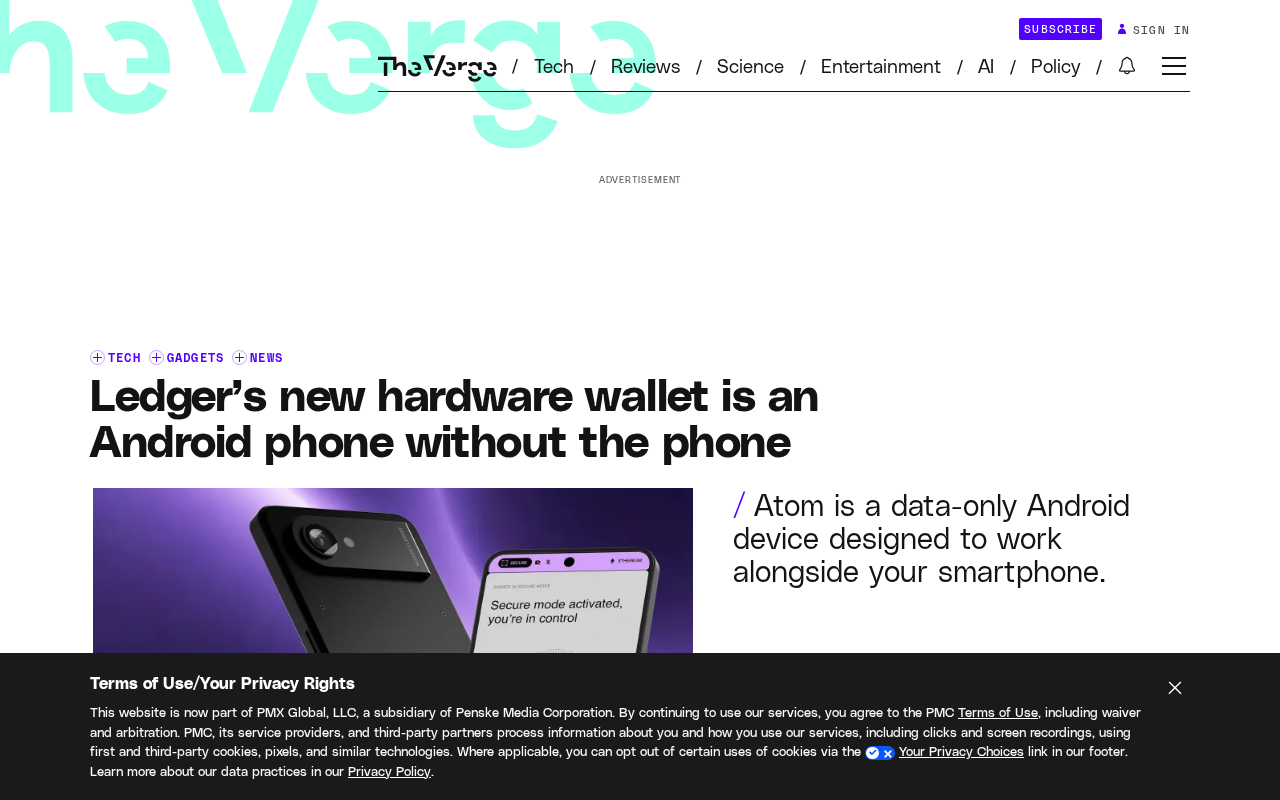 Ledger发布Android硬件钱包Atom:一台没有手机功能的手机