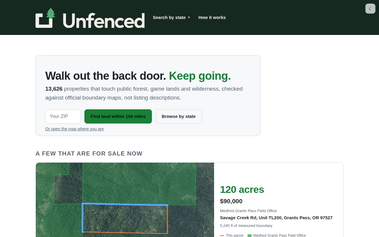 Unfenced: Finding Land for Sale That Borders Public Land
