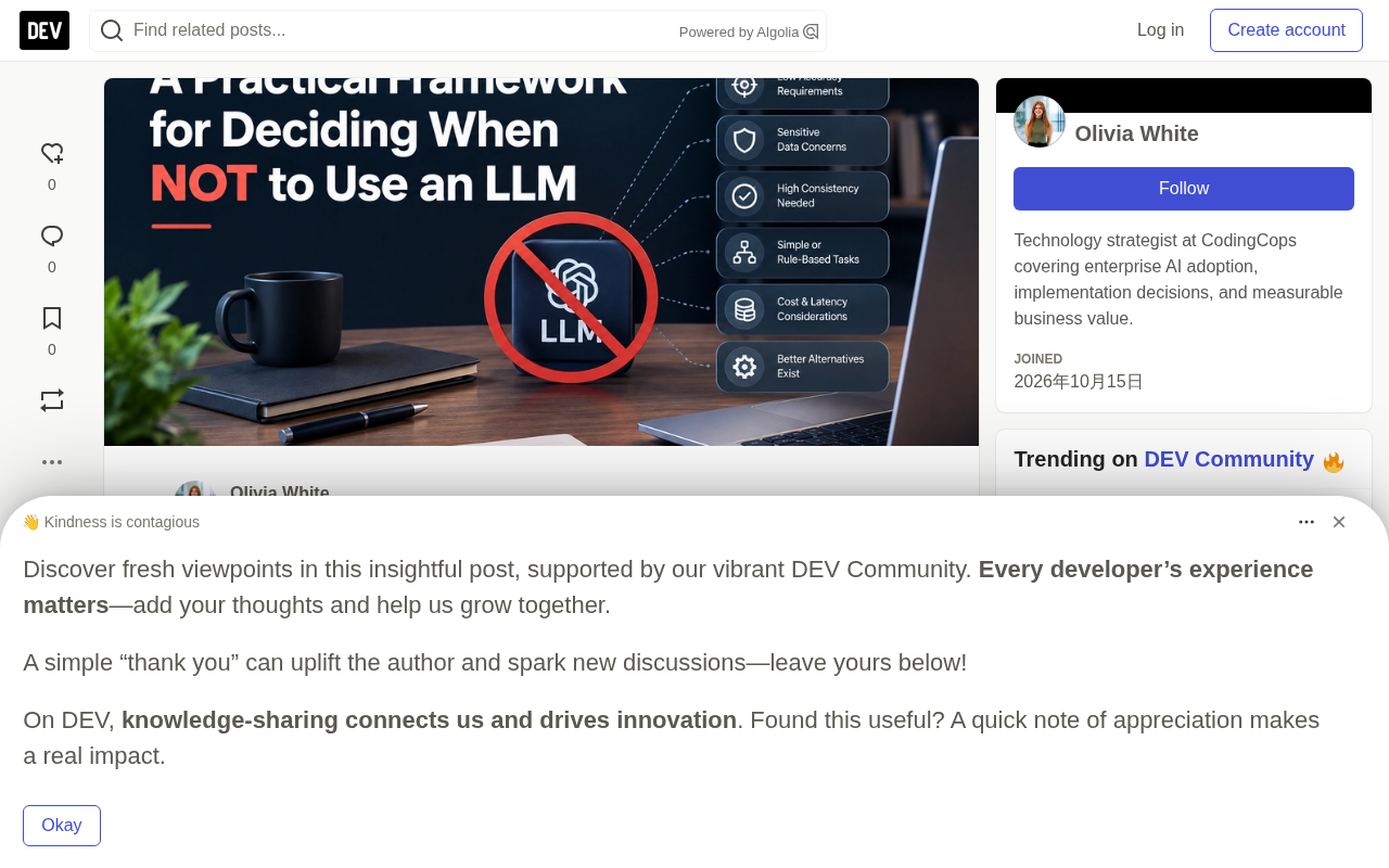 When Shouldn't You Use an LLM? A Five-Gate Engineering Decision Framework
