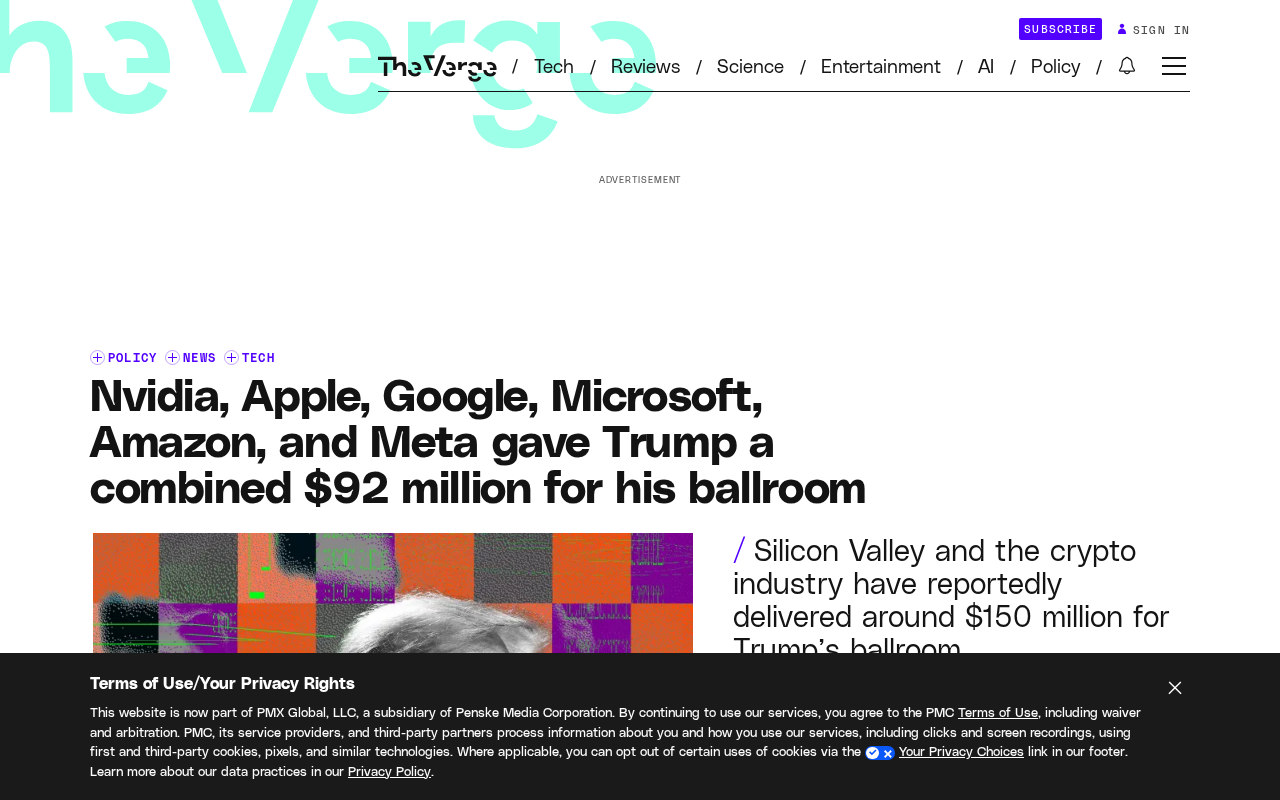 Tech Giants Pour $92 Million: The Political-Business Game Behind the White House Ballroom Project