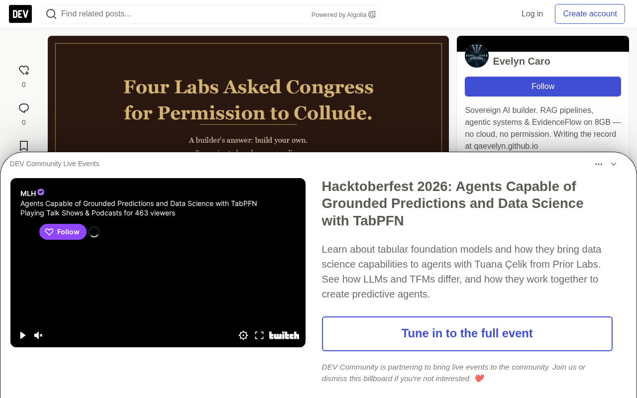 Four Major AI Labs Ask Congress to Approve "Collusion": The Sovereign AI Response