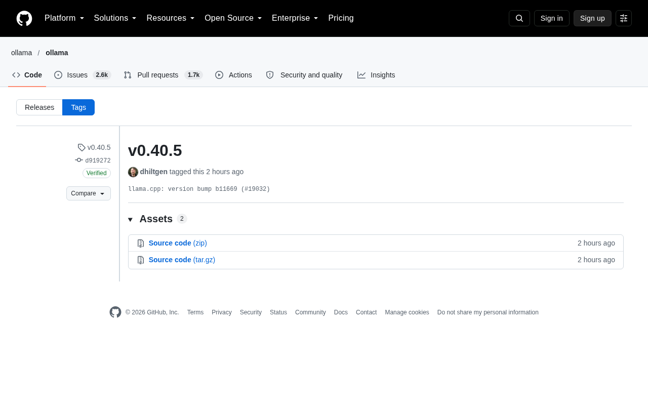 Ollama v0.40.5 发布:同步升级 llama.cpp 至 b11669
