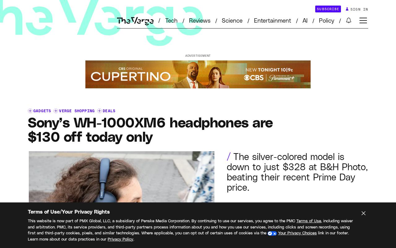 Sony WH-1000XM6 Drops to $328 in Limited-Time $130 Discount