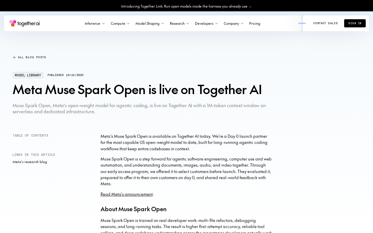 Meta开源Agent编程模型Muse Spark登陆Together AI,百万上下文