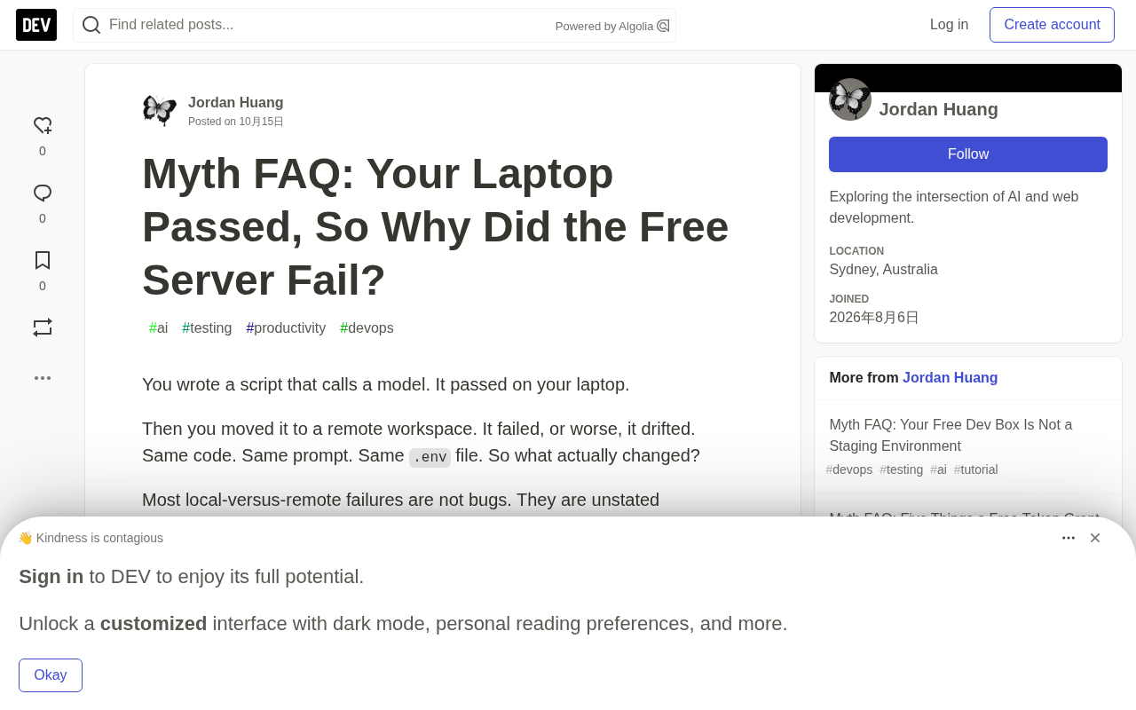 It Runs on My Laptop, So Why Does the Free Server Fail? Five Myths