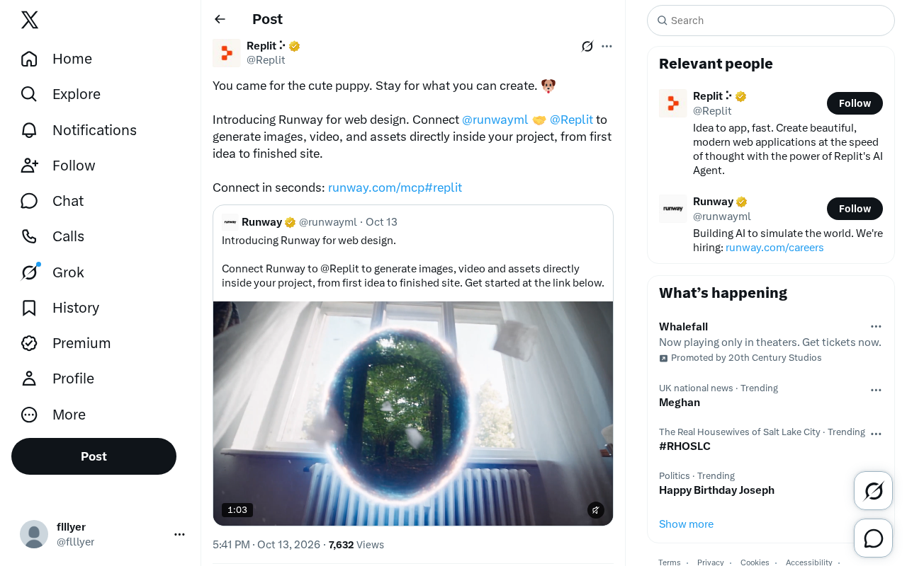 Runway official tweet: Introducing Runway for web design