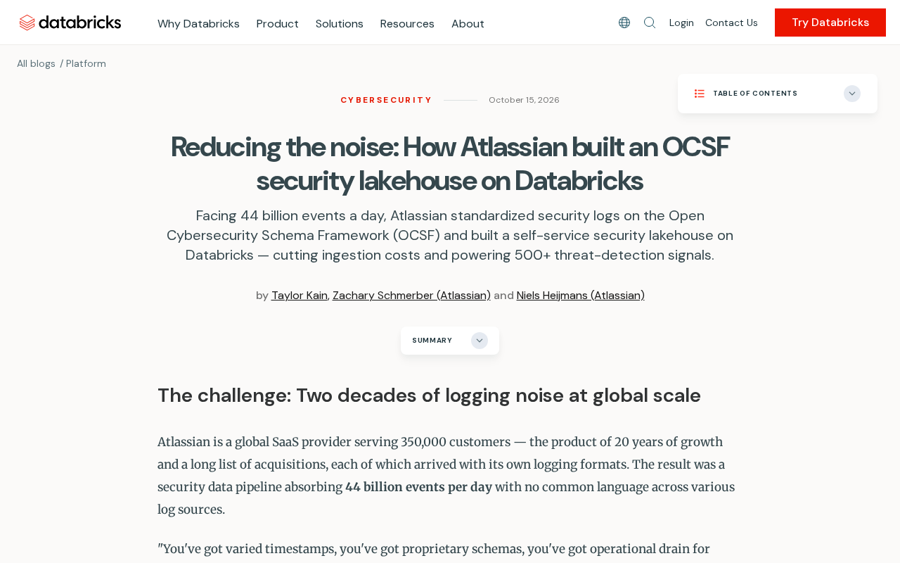 Atlassian Teams Up with Databricks: How an OCSF Security Lakehouse Cuts Through 20 Years of Log Noise