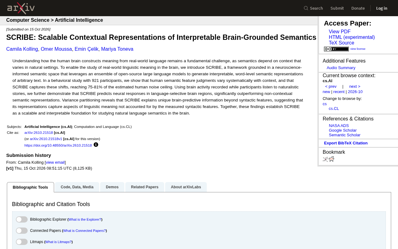 SCRIBE: Moving Brain Semantics Research from Bag-of-Words to Context