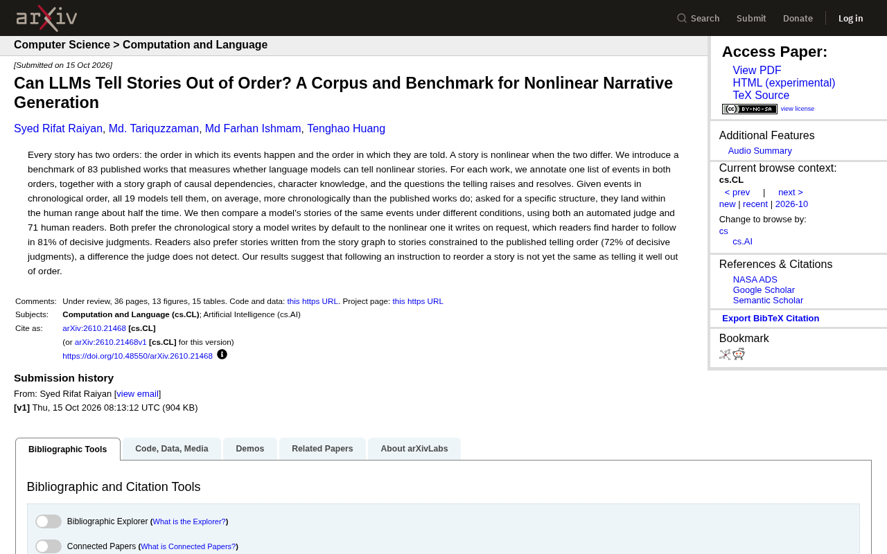 Can Large Models Tell Stories in Reverse? Non-Linear Narrative Benchmark Reveals Capability Boundaries