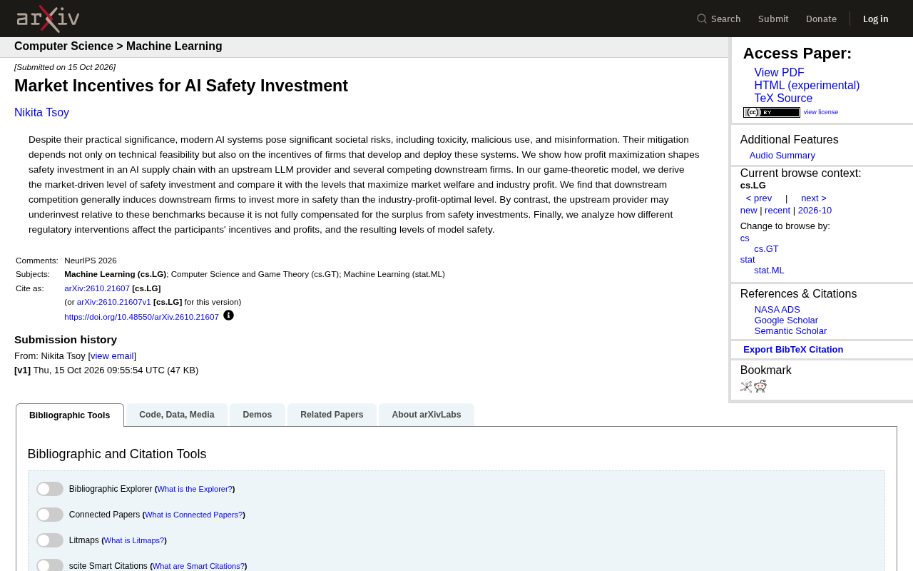 AI安全投资的市场激励:博弈论视角下的供应链分析