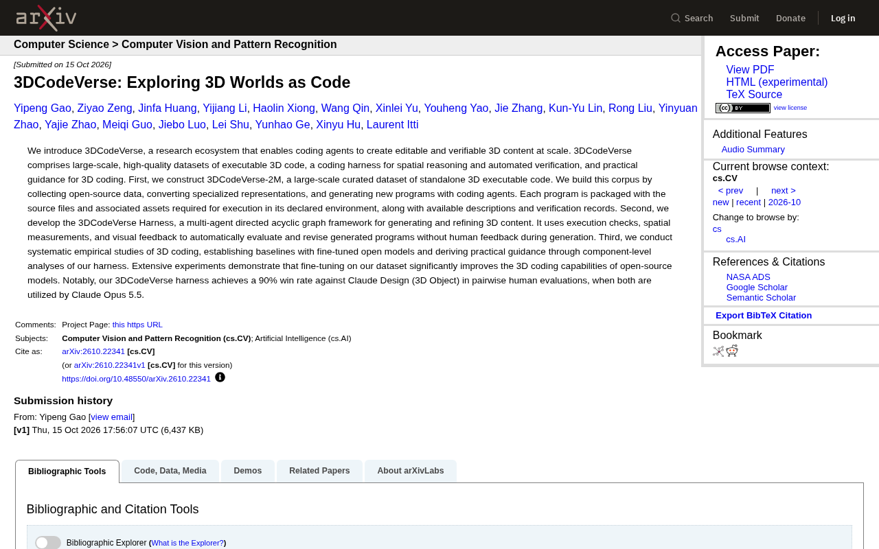 3DCodeVerse: Letting AI Coding Agents Generate Editable 3D Worlds
