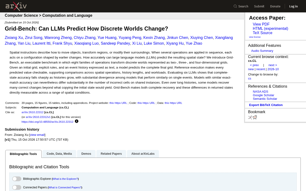 Grid-Bench: Can LLMs Predict Changes in a Discrete World?