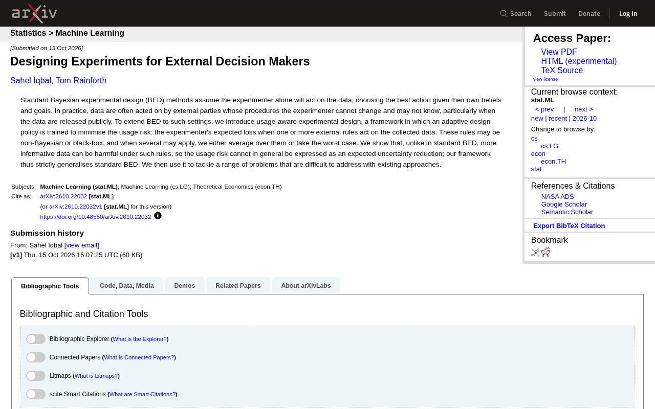 How Should the BED Framework Be Redesigned When Experimental Data Is Used by External Decision Makers?