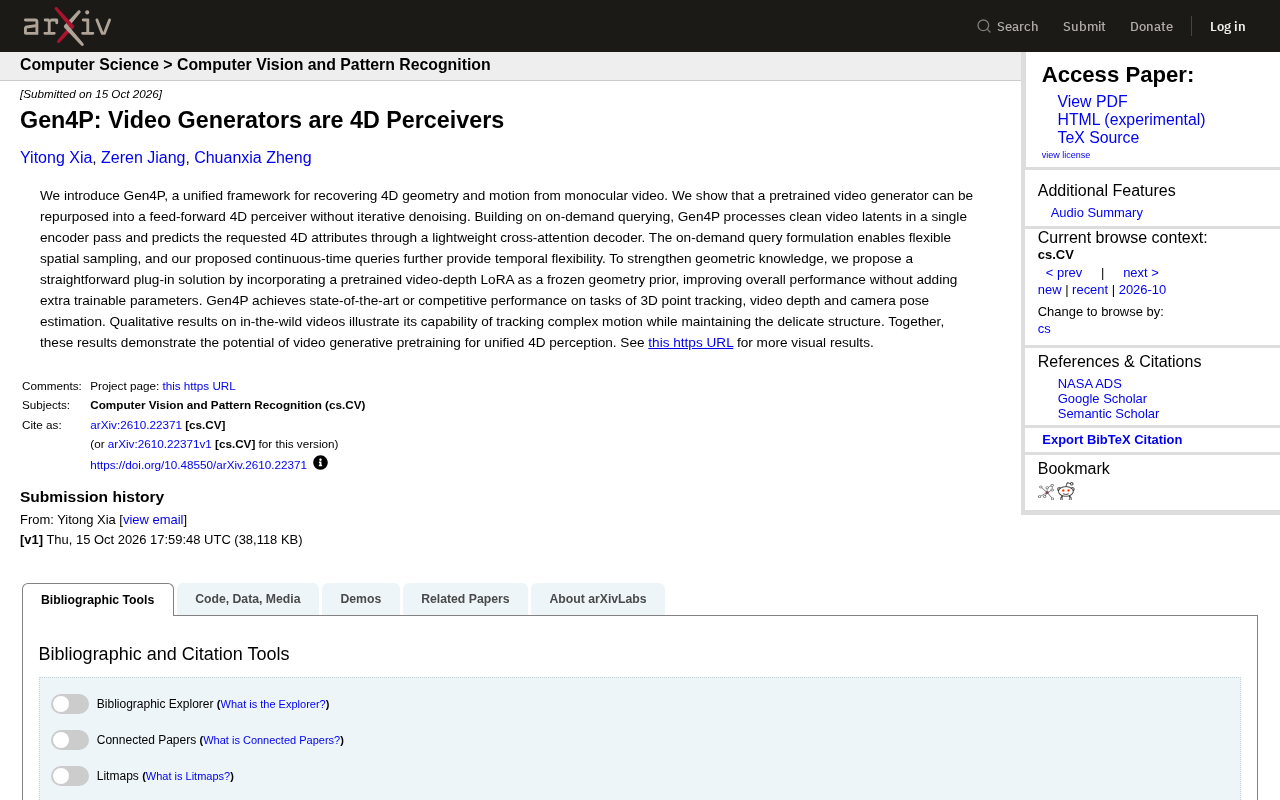 Gen4P: How a Video Generator Becomes a 4D Perceiver