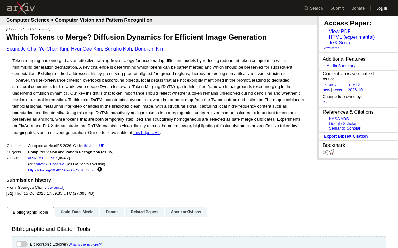 Overview of the Diffusion-Dynamics Token Merging Method