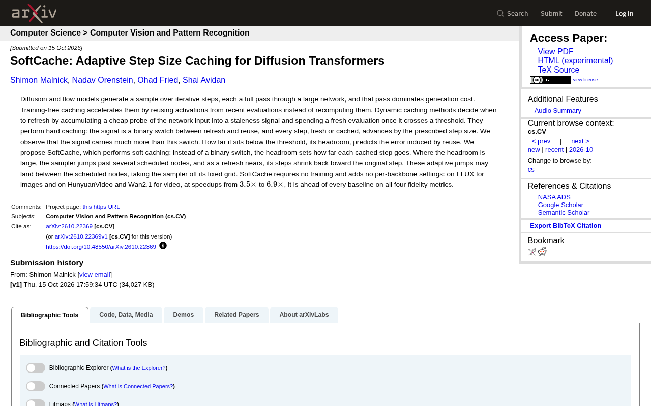 SoftCache: Adaptive Step-Size Caching Acceleration for Diffusion Transformers