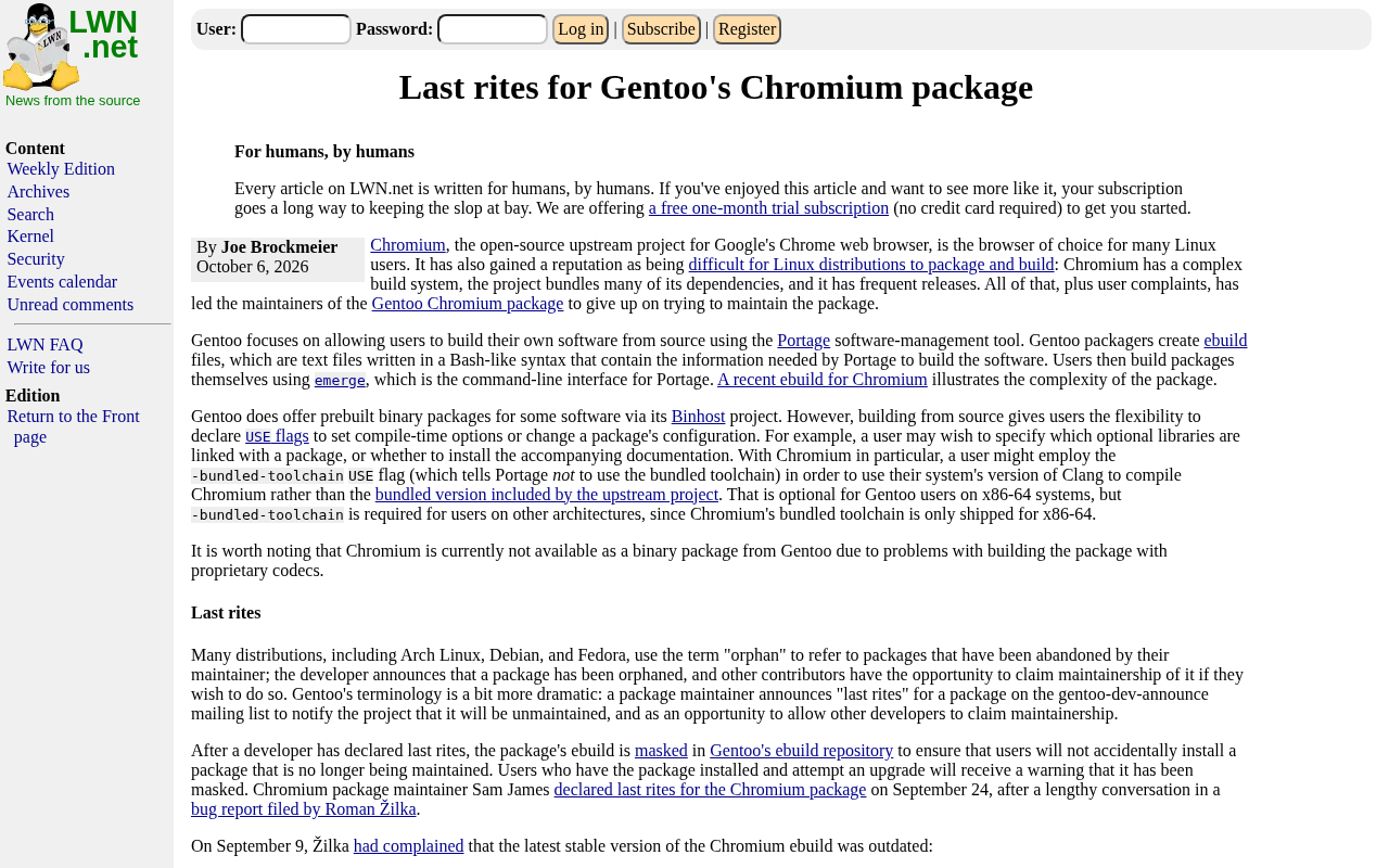 Gentoo 的 Chromium 包走到尽头:源码发行版的困境