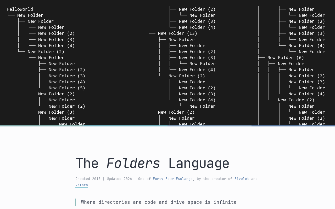 Folders Programming Language discussion on Hacker News