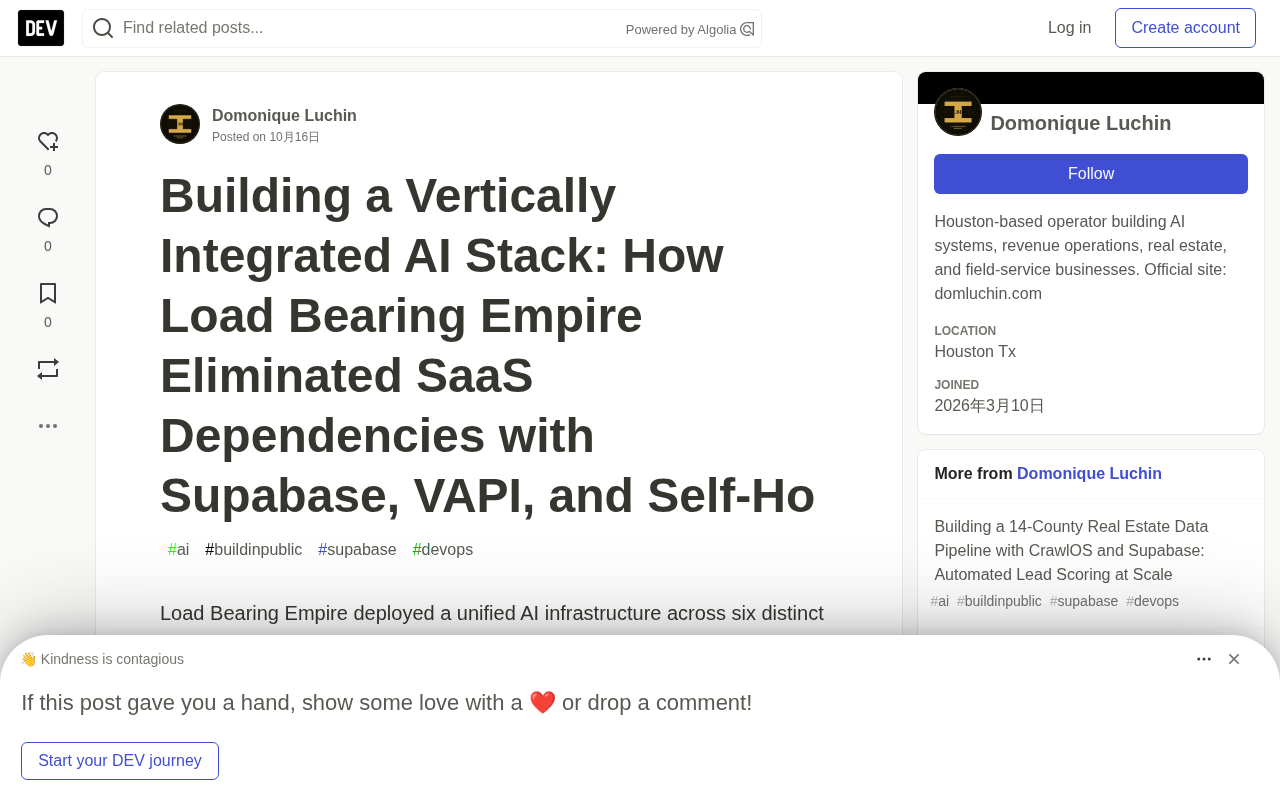 Load Bearing Empire Builds Its Own AI Stack with Supabase and VAPI
