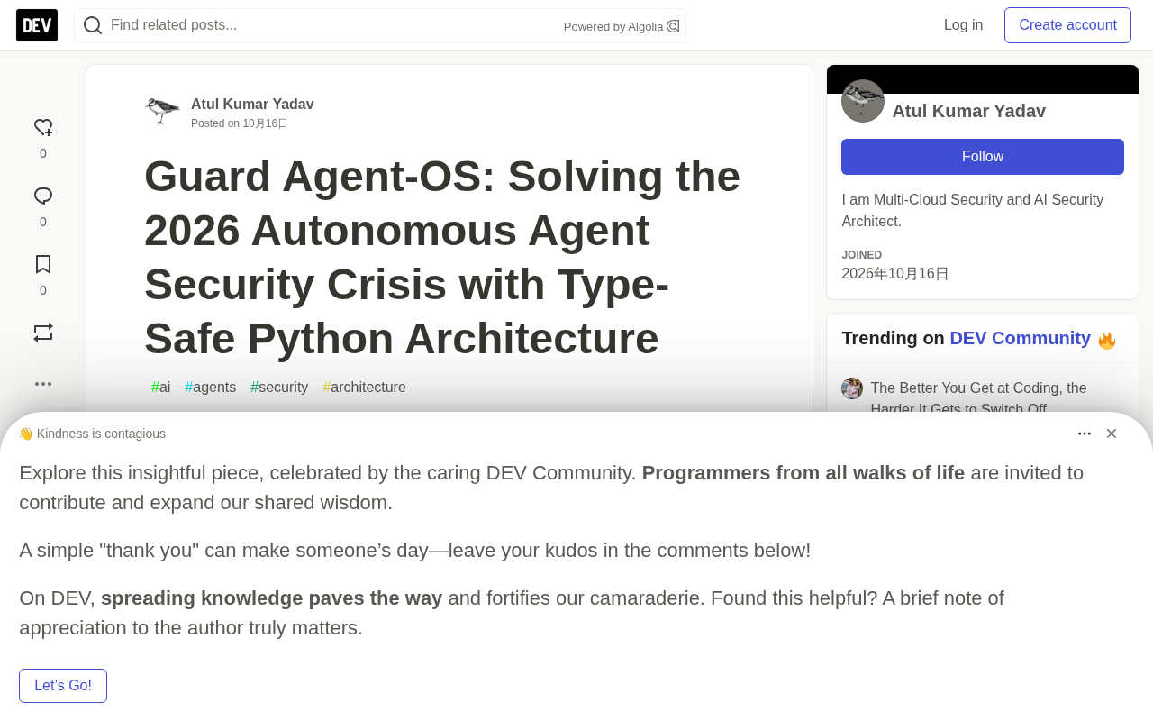 GuardAgent-OS: Securing Autonomous Agents with a Type-Safe Python Architecture