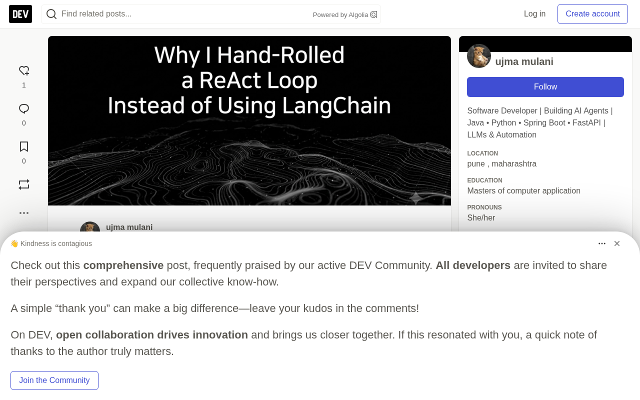 Ditching LangChain: I Hand-Wrote a 270-Line ReAct Loop