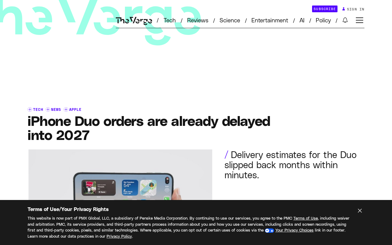 iPhone Duo Pre-Orders Sell Out Within an Hour: Delivery Dates Pushed to Next Year