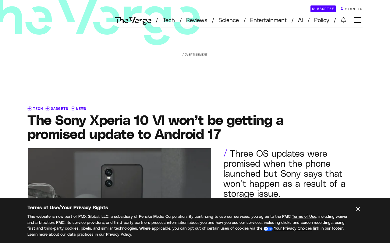 索尼Xperia 10 VI食言:承诺的Android 17更新没了