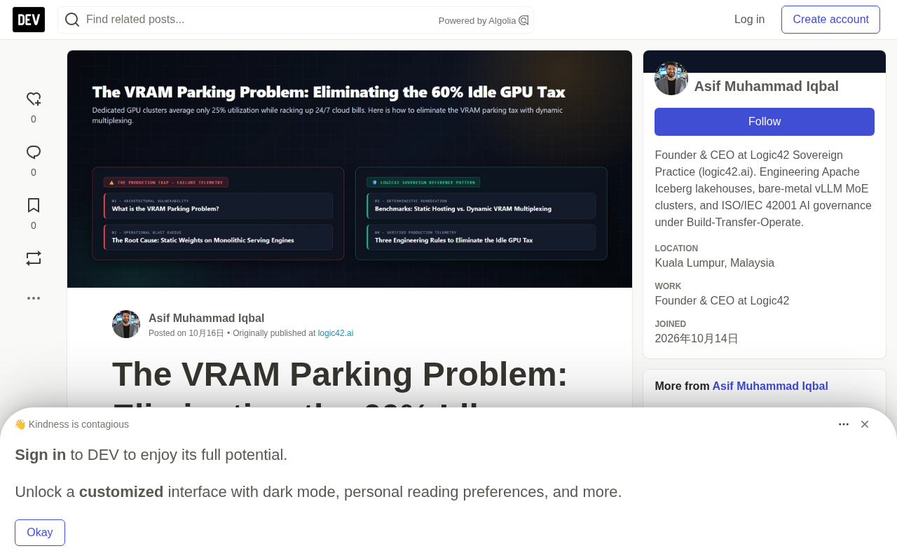 The VRAM Parking Problem: Eliminating the 60% Idle GPU Tax
