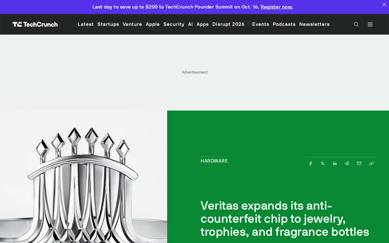 Veritas Expands Anti-Counterfeit Chips to Jewelry, Trophies, and Perfume Bottles