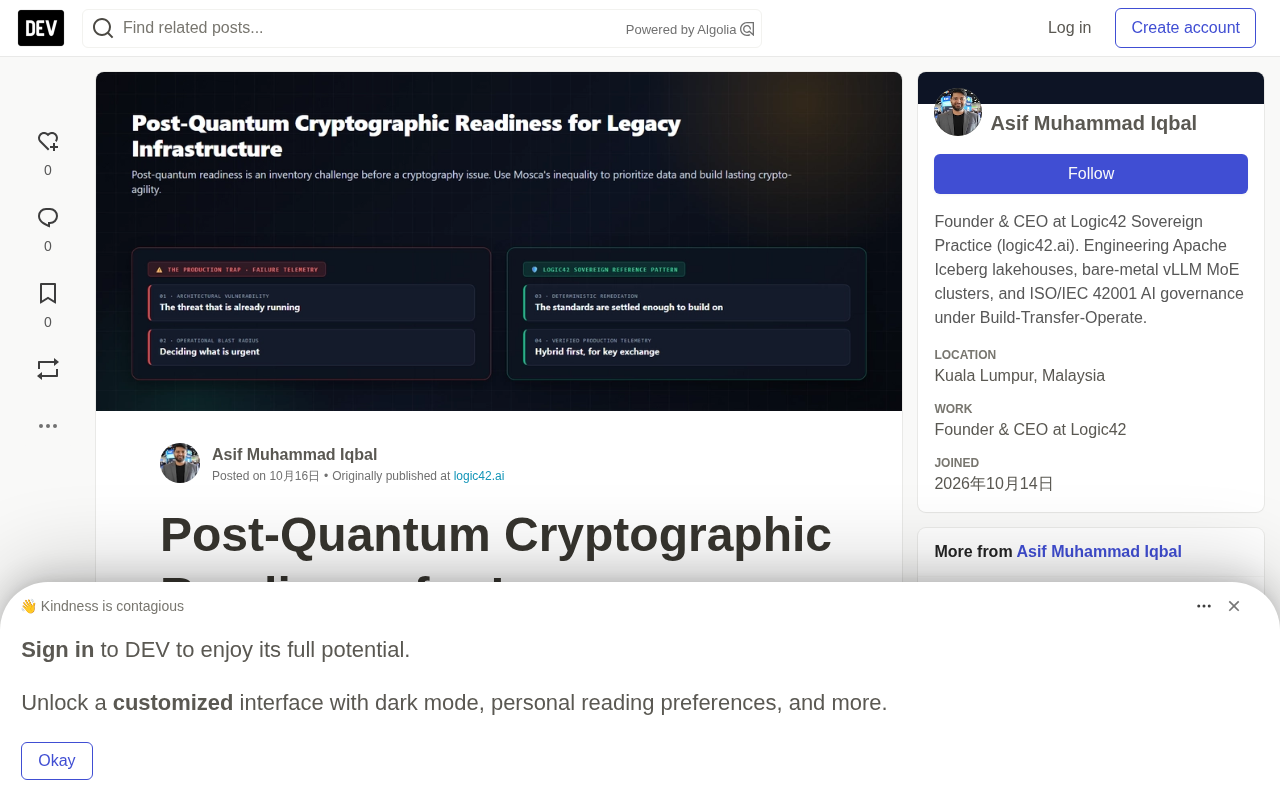 Post-Quantum Cryptographic Readiness for Legacy Infrastructure — Architecture Brief