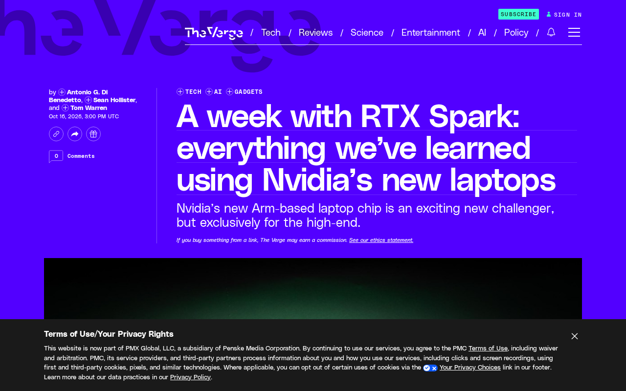 Nvidia RTX Spark Laptop Review: One Week with the N1X Chip