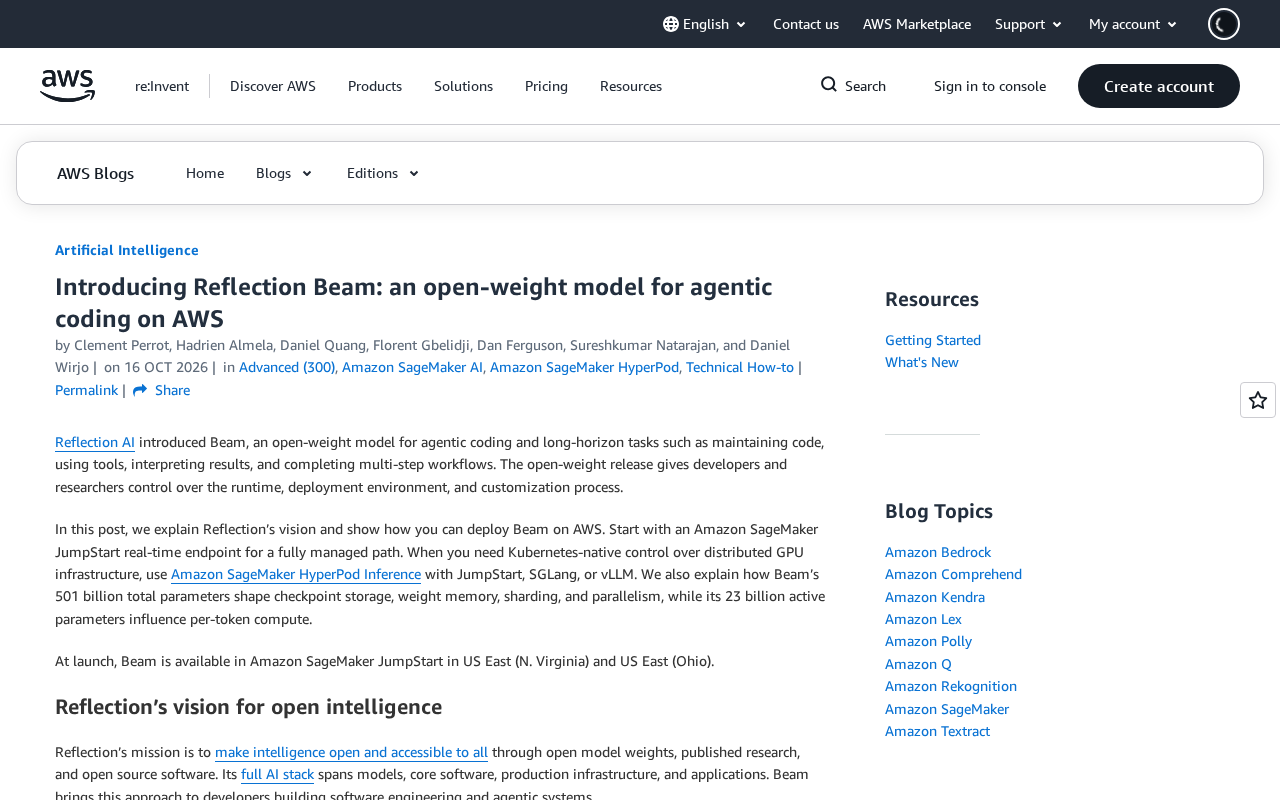 Reflection Beam开源模型登陆AWS:智能体编程新选择