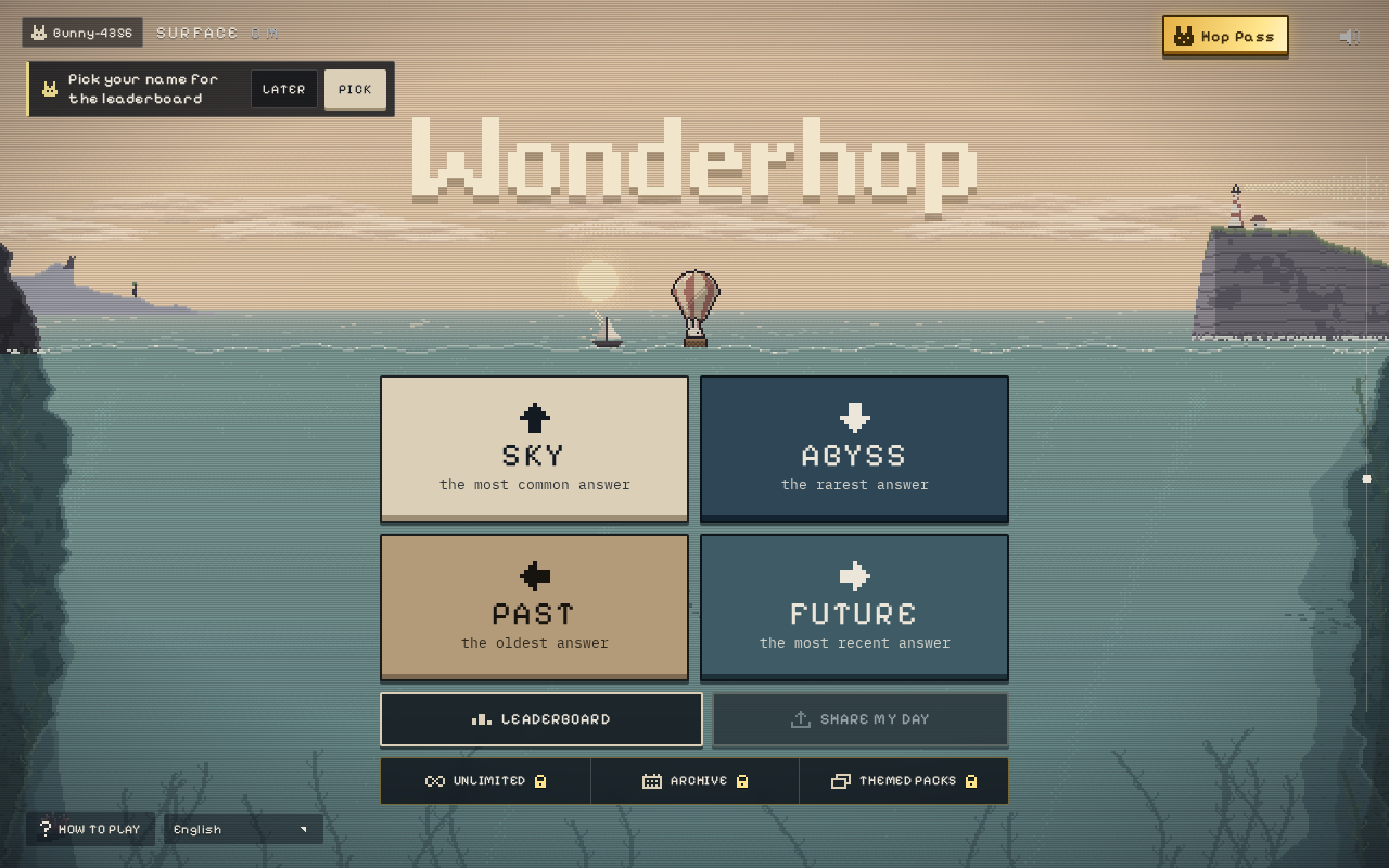 Wonderhop: A Daily Guessing Game That Challenges Majority and Minority Thinking