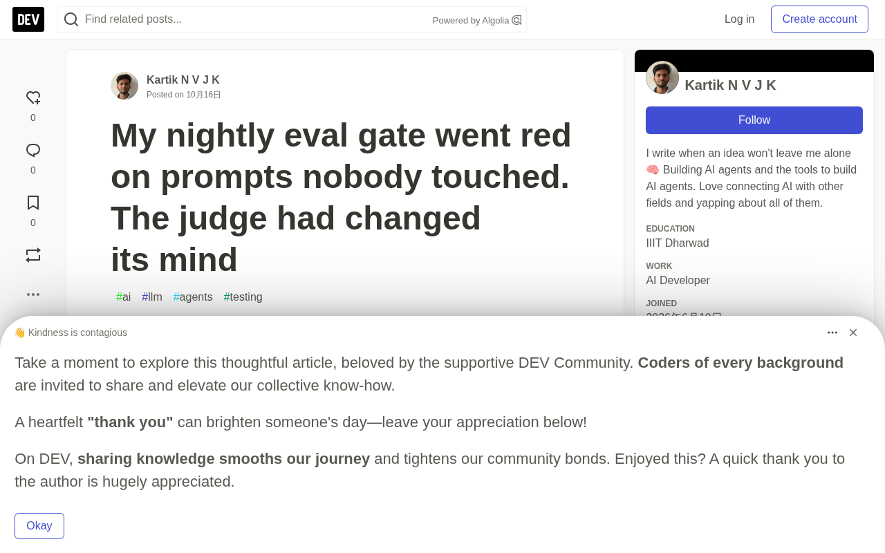 LLM Judge Score Drift: Why Nightly Eval Gates Give False Alarms