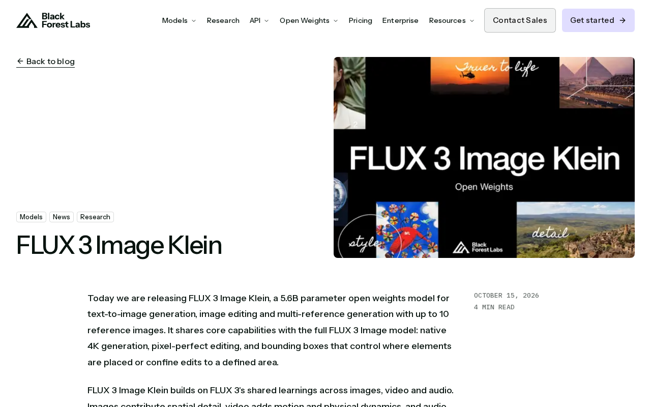 Flux 3 Image Klein 开源发布:5.6B 参数图像生成模型