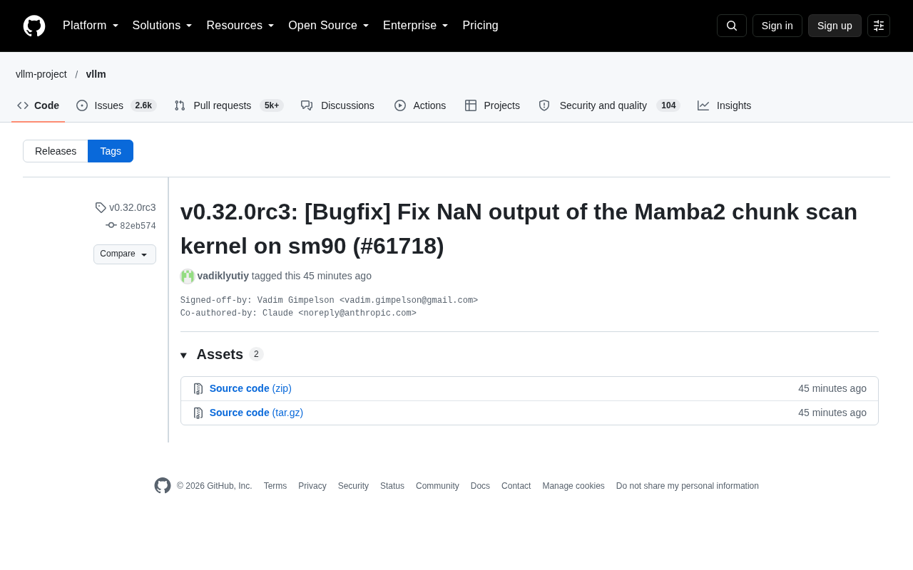 vLLM修复Mamba2核函数在SM90上的NaN输出Bug