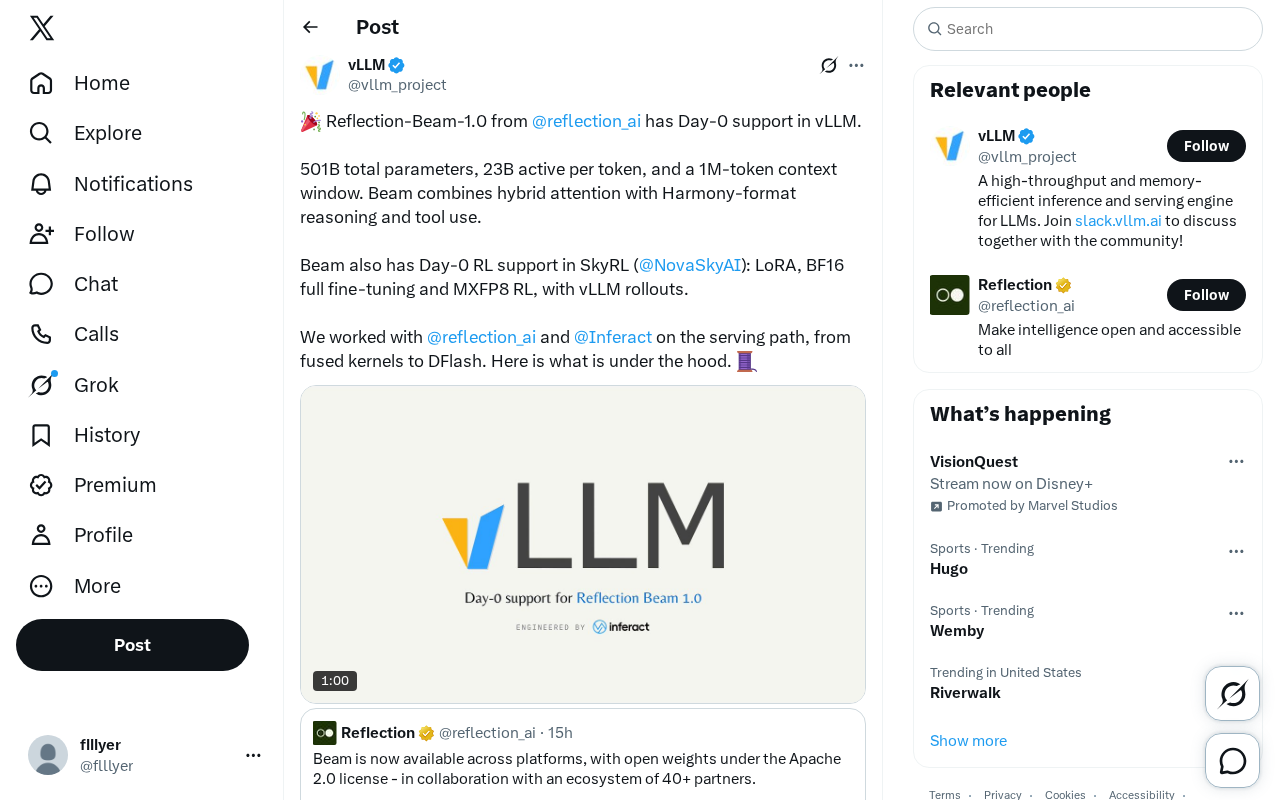 Reflection-Beam-1.0 Released: 501B-Parameter MoE Model Gets Day-0 vLLM Support