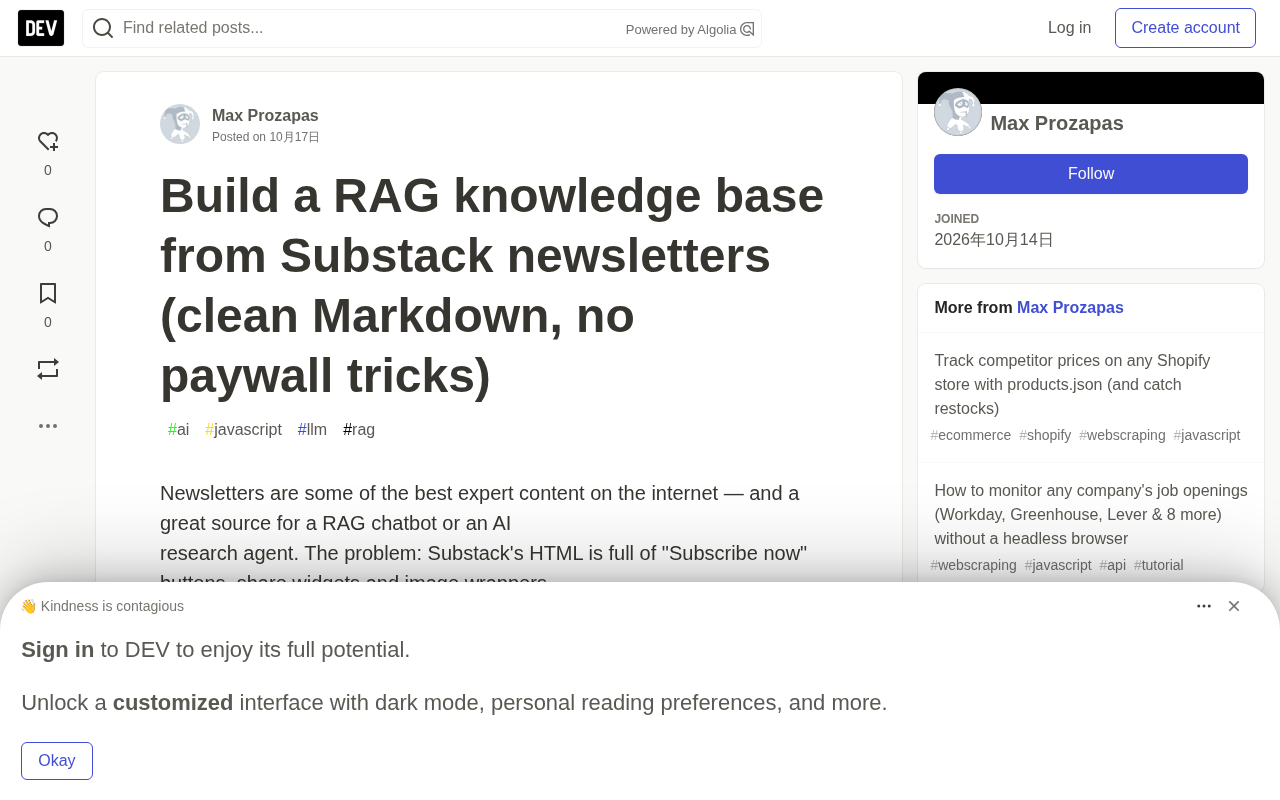 From Substack Newsletters to a RAG Knowledge Base: A Clean Markdown Pipeline in Practice