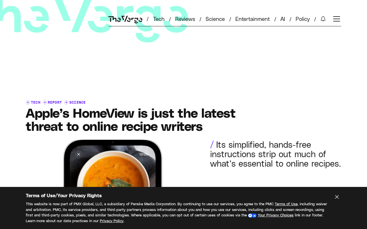 Apple HomeView Adds Another Threat: The Survival Struggle of Online Recipe Writers