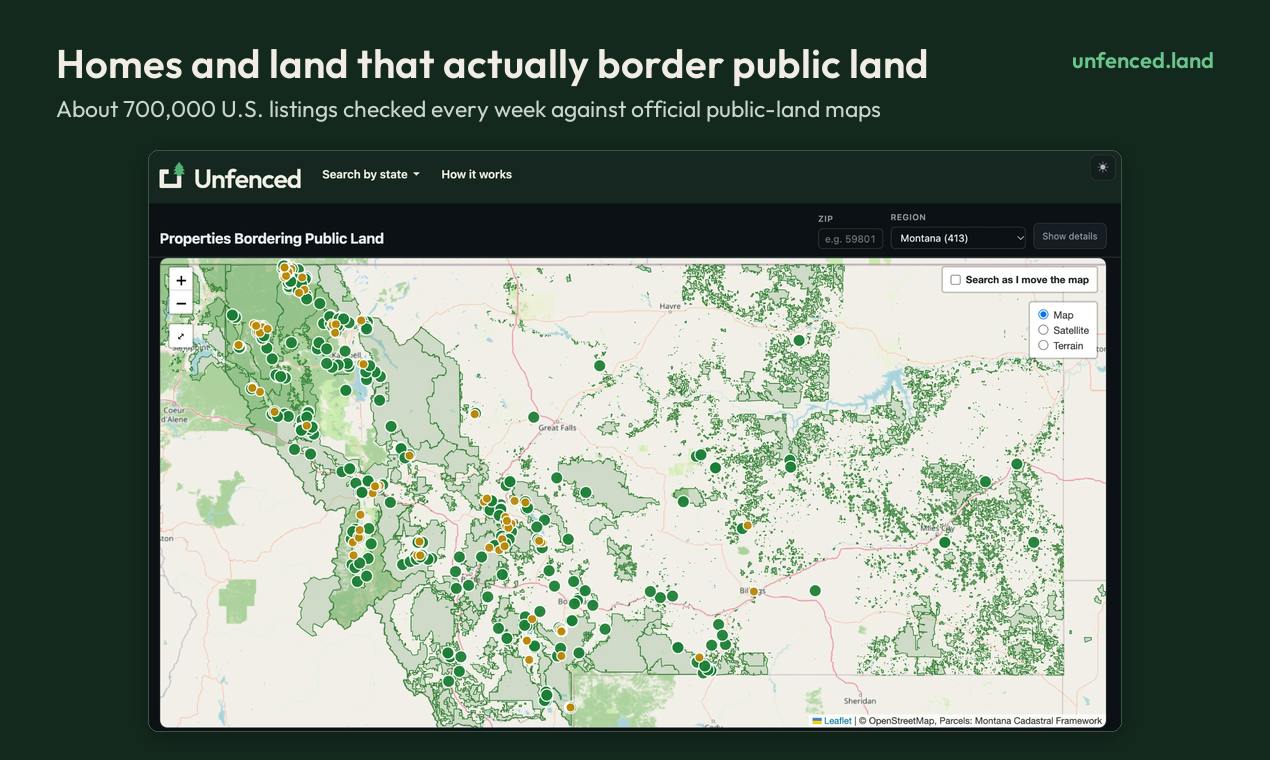 Unfenced: Using Map Data to Precisely Filter Properties for Sale Adjacent to Public Land