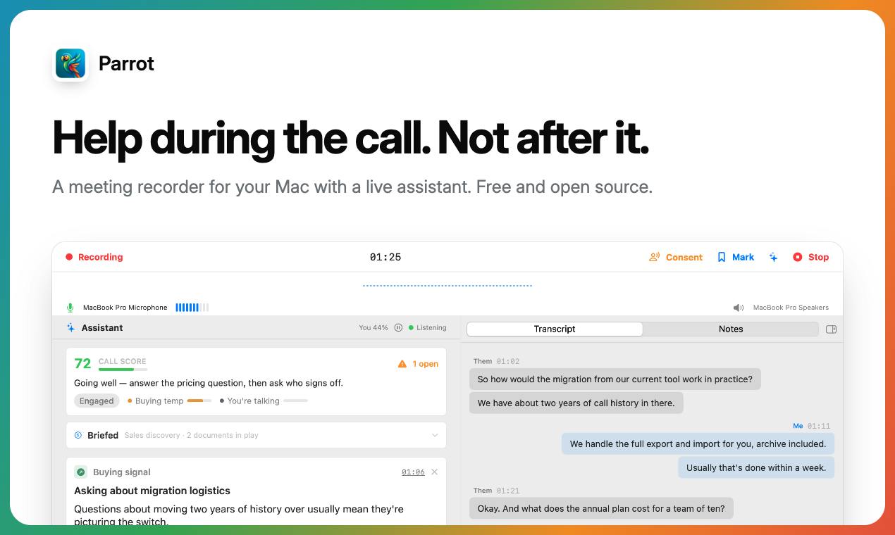 Parrot: The Smart Meeting Assistant on Mac That Finds Answers for You in Real Time During Calls