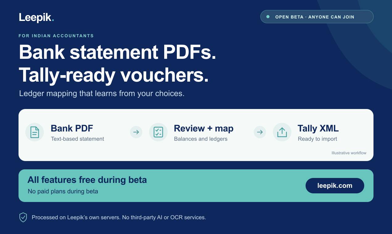 Leepik: An AI Tool That Automatically Generates Tally Vouchers from Bank Statement PDFs